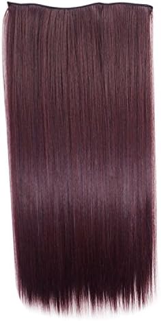 One Piece Clip in Hair Extension - Dark Plum - Straight - 20in / 51cm - 5 Clips 120g - Japanese Heat Resistant Synthetic Hairpiece - Looks and Feels like Real Hair
