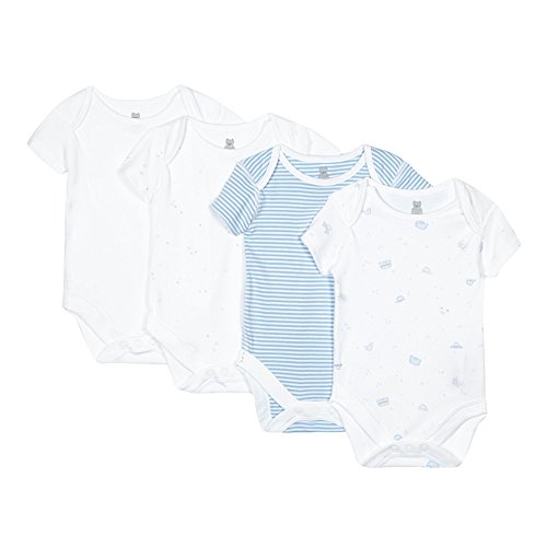 Bluezoo Pack Of Four Babies Blue Star And Transport Printed Bodysuits