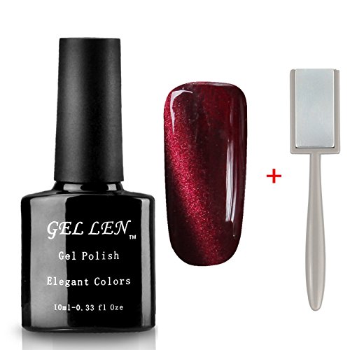 Gellen Cat Eye UV LED Gellack Gel Nagellack UV-Lack LED-Lack auflösbarer Farblack 10ml + Eisen-Magnet #65 dunkelrot