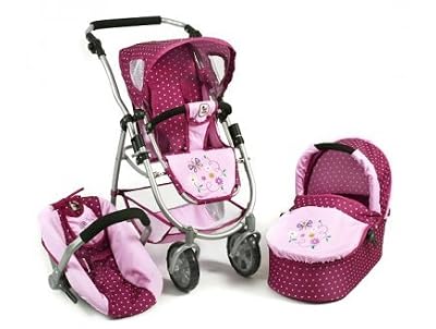 Bayer Chic Landau Combi Poussette 3 en 1 poupée - dim 67x43x77 cm Hauteur poignée 55 à 82 cm