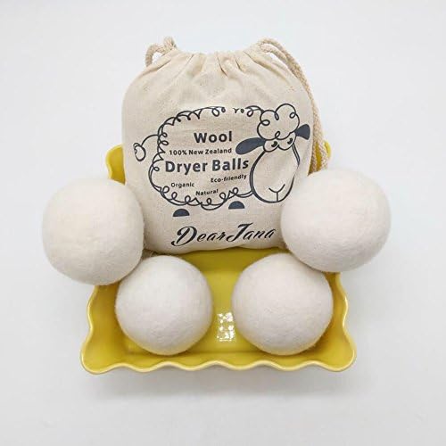 4 Pack XL Wool Tumble Dryer Balls - 100% Pure Organic, Non-Toxic Eco Friendly Wool, Natural Fabric Softener, Lower Energy, Reusable Dryer Sheets for Infants, Decrease Drying Time