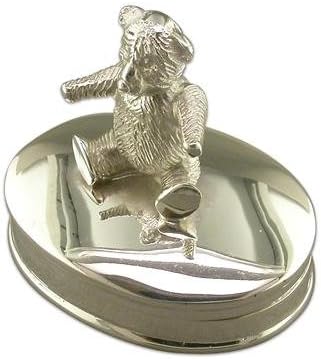 Silver Teddy Bear Keepsake - Pill/Baby Box