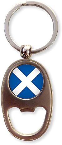 Scottish St. Andrews Saltire Flag Oval Bottle Opener Keyring Charm