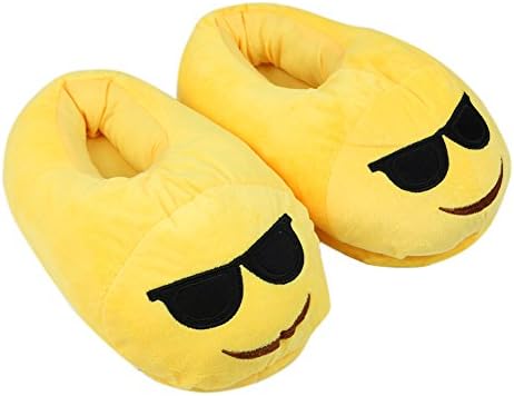 Plush Slipper for Unisex Cute Cartoon Cotton Emoji Slippers with Anti-Slip Sole Indoor Warm Slippers for Winter for Kids,Teens,Men and Women One Size Fits all by Longju (Sunglasses)