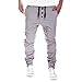 Produktbild Ba Zha HEI Herren Hosen Jogginghose Pluderhosen Latzhosen Jogger Dance Sportwear Baggy Lässige Hose Loose Freizeithose Joggerhose Sporthose Trainingshose Winterhose Outdoorhose (Grau, M)