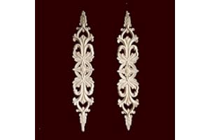 Yulakes 2PCS Holz Ornament Appliques Möbel Holzaplikationen Holzornamente Schnitzerei Ornament Applique Holz Verzierung Frame Ornament Frame Geschnitzte Ecke Onlay Unlackiert Applique