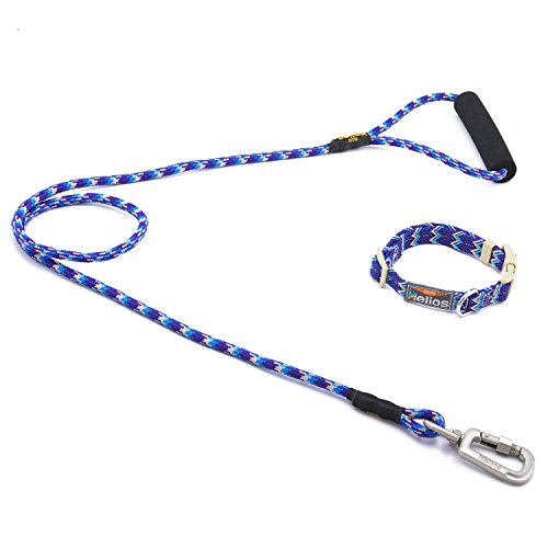 Helios-Outdoor-Durable-Safe-Adjustable-Patterned-Strong-Nylon-Rope-Dog-Leash-And-Collar-Set-Lead-With-Comfortable-Foamed-Handle-Great-For-Walking-Training-Hiking-Climbing