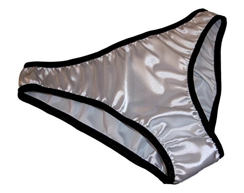 FDL Satin bikinisRetro White and Black Shimmering Satin Plain and Simple Bikini Briefs Panties Knickers