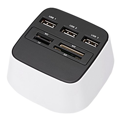MOKE Neue 3-Port USB 2.0 Hub & Multiple Kartenleser für M2 / MS / TF / SD mit LED-Licht - 2