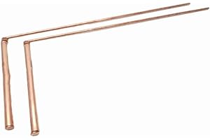 HASALLER Kupfer-Sondierstäbe, 99,9 % Kupfer, 12 cm Griff x 30,5 cm Länge, Wahrsagungs- und Wassererkennung, Gold, 2 Stäbchen im Lieferumfang enthalten (Einzelkopf – flache Perle)