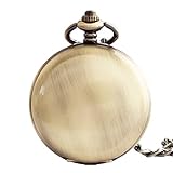 Easy Go Shopping Taschenuhr Retro Taschenuhr Glattes Uhrengehäuse Roman Numberals Mechanische Taschenuhr Bronze mit Kette