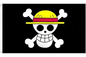 LGQHCE Bandiera One Piece Con Jolly Roger, Bandiera Dei Pirati Con Teschio, One Piece Bandiera Pirata per Decorazione di Halloween Gioco Pirata Festa Pirata Cosplay Pirata