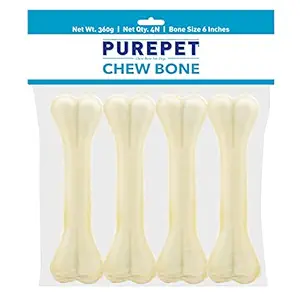Purepet Pressed Chew Bones, Dog Treats, 6 inches - Pack of 4 Bones
