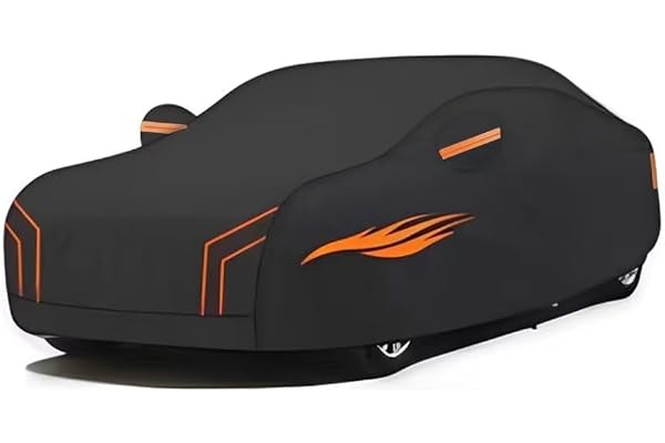 Bache pour BMW 5 Series E34 1988–1996, Bache Voiture à Fermeture éclair Respirante pour l'extérieur, résistante aux UV, au Vent et à la Neige(Black Orange)