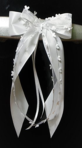 10 Stk Antennenschleife Autoschleife Autoschmuck Hochzeit weiss SCH0062 - 2