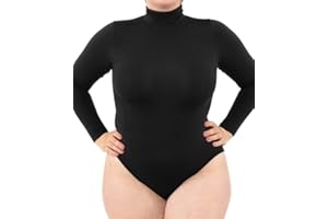 LEELA LAB Body Femme Grande Taille Manche Longue, Col Roulé et Fermeture Ajustable, Fabriqué avec Technologie Seamless Sans Couture - Made in Italy