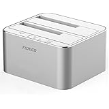 Hard Drive Docking Station, FIDECO Aluminum USB 3.0 to SATA External Dual Bay Dock with Offline Clone Function for 2.5 / 3.5 Inch HDD and SSD up to 2x 10TB (Silver)