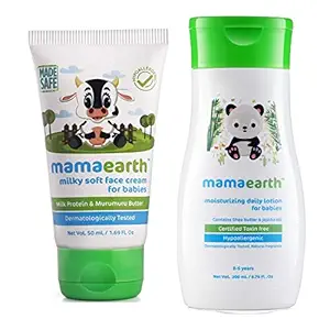 Mamaearth Milky Soft Natural Baby Face Cream for Babies 50mL ?nd Daily Moisturizing Baby Lotion, 200ml