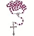 Produktbild Katholische dunkel rosa Glas Rosenkranz auf silbern Kette 5 Decade 49cm Länge