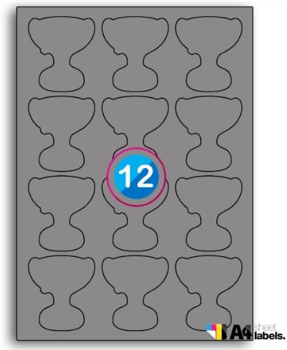 Multi Purpose Metallic Silver Trophy Shaped Labels - 12 Labels Per Sheet - 500 Sheets 58mm x 67mm