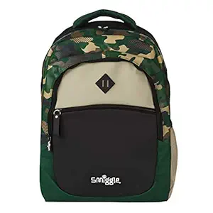 Smiggle Block Backpack School Bag for Kids with Three Zipped Compartments Padded Shoulder Straps for Children Above 3 Years of Age - Camouflage Print