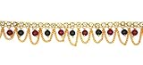 Aashya Mayro Baahubali Inspired CZ Diamond Stone Colorful Beads Studded Golden Chain Adjustable Kamarband Waist Band for Women Girls