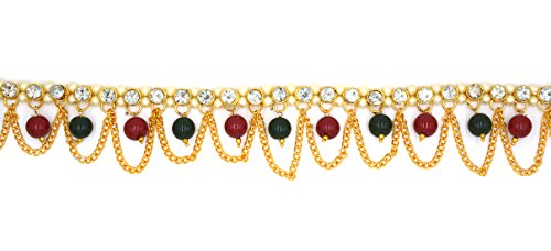 Aashya Mayro Baahubali Inspired CZ Diamond Stone Colorful Beads Studded Golden Chain Adjustable Kamarband Waist Band for Women Girls