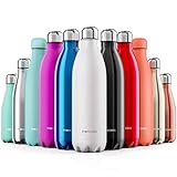 LIGERA Y RESISTENTE - Diseñada para durar toda la vida, esta botella de agua está fabricada en acero inoxidable de primera calidad. La hace mucho más duradera que los frascos de vidrio herméticos - y más capaz de aguantar un golpe o una caída. Ligera, a prueba de fugas y fácil de llevar, esta botella es la compañera ideal para correr, caminar, ir en bicicleta, hacer triatlones, acampar, pescar y mucho más.