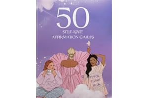 Rongrong Self Love Affirmation Cards For Women - 50 Positive Daily Affirmation Cards Deck Hand-Drawn images, Gift for Women for Self-Discovery, Improvement and Mental Well-Being, Purple