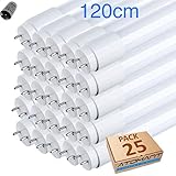 led t8 120cm lumen Cebador incluido Led Atomant Pack 25x Tubo de Led 120cm, 18w, Blanco Frío 6500K, 360 grados. Standard T8 G13, 1800 Lumenes reales. Cebador incluido, 18 W, frio, 120 cm, 25