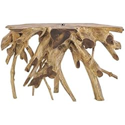 Console 120 cm en Racine de Teck - Meuble Style Exotique,Cosy Naturel, Chalet Chic - THEKKU 2