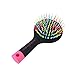 INHDBOX Rainbow Volume S Brush Hair Curl Magic Accessory Perm Wave Straight Beauty Comb Hair Comb with Mirror (Black)