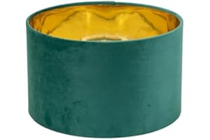 ValueLights | Reni Small Pendant Shade with Green Velvet & Gold Inner | Shades, Home Décor & Improvement Essential | 250mm Shade Width