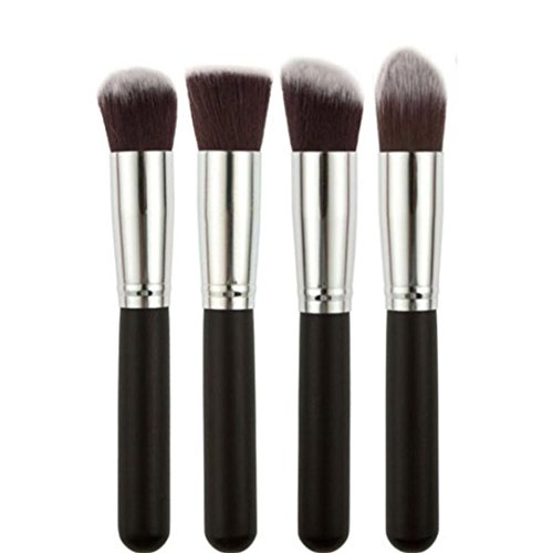 Ularmo Women 4 Pcs Black Synthetic Kabuki Flat Foundation Brush