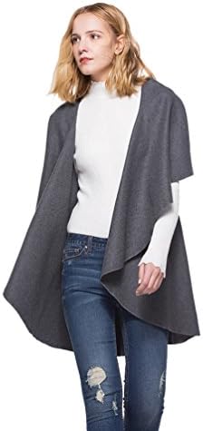 YouPue Women's Sleeveless Cardigans Solid Color Cape Cover Up Asymetric Hem Open Front Waterfall Cardigan