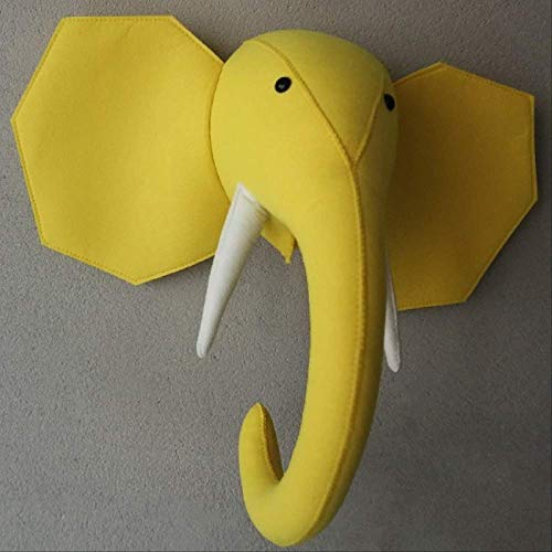 NIMEYM Animal Jirafa Elefante Cabeza de Flamenco Montaje en Pared Juguetes de Peluche de Felpa Decoración del Dormitorio Fieltro Obra de Arte Muñecas de Pared Apoyos fotográficos   Elefante-3