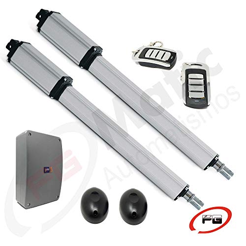 Kit motor electromecánico VDS LINEAR 11 para automatizar puerta batiente o abatible de dos hojas de hasta 3 m y 200 Kg. Por hoja. Incluye cuadro de control, fotocélulas, y dos mandos.