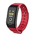 Produktbild Fuibo Smartwatch, F1 Farbe Fitness Blutdruck Sauerstoff Pulsmesser Smart Watch Armband Intelligente Armbanduhr Sport Fitness Tracker Armband (Rot)
