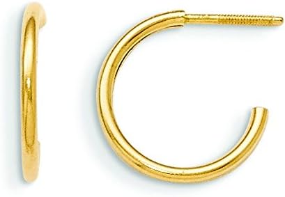 14ct Yellow Gold Polished Hoop Screw Backback for boys or girls Earrings Measures 11x11mm
