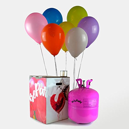 We Are Party Bombona de Helio Maxi 0,42m3 + 50 Globos de Colores Calidad Helio