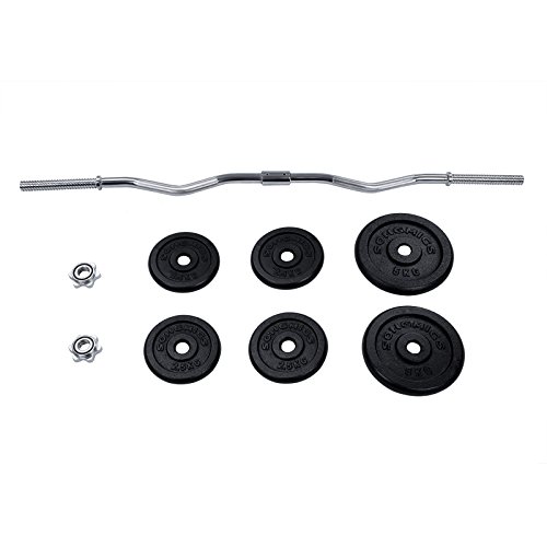 Songmics Curlset aus Gusseisen 1 SZ Curlstange und 6 Hantelscheiben 25 kg SYL60T - 6