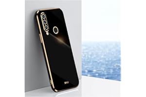 ATISIJIE Funda para Huawei P30 Lite Carcasa, Frontera de Oro Carcasa, Moda Galvanoplastia Ultra Fina TPU Suave Flexible Case Anti-Choques y Anti- Arañazos Case Negro