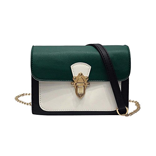 KanLin1986 Mujeres Casual Bolsos de hombro patchwork Hebilla aleta bolso pequeño Bolso de mano Crossbody para niñas Señoras (Verde)