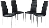 Fácil montaje Tumueblekit Pack de Sillas Comedor Tapizada, Polipiel, Negro, 97x42x42 cm, 4 Unidades