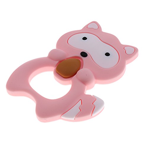 Preisvergleich Produktbild Homyl Silikon Beißring Eichhörnchen Zahnen Anhänger Beissring Baby Beissen Ring Zahnungs Spielzeug Neugeborenen Geschenk - Rosa