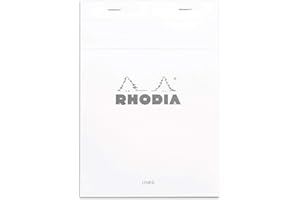 Rhodia 16601C Notatnik zszywany, reglamentowany z marginesem, 80g, A5, 148 x 210 mm, 80 kartek, mikroperforowany, 1 szt, Biały