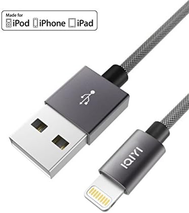 Lightning Cable iPhone Charger [Apple MFi Certified] IQIYI Nylon Braided More Durable and Fast Charging Cable for iPhone X / 8 / 8 plus / 7 / 7 plus / 6s / 6s plus / 6 / 6 plus / SE / 5s / 5c / 5 iPad 2 3 4 Mini iPad Pro Air and more 1M/3.3ft Space Gray