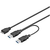  Cable con 2 conectores macho USB 3.0 y un conector macho MicroUSB 3.0, de 60 cm de longitud, ideal para alimentar un disco duro