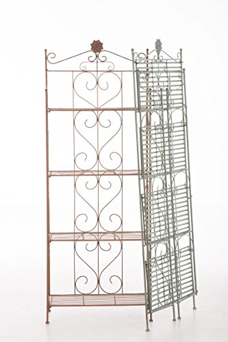 CLP Metall-Standregal LENJA, Landhaus-Stil, klappbar, mit Pulverbeschichtung, ca 160 x 60 x 30 cm, 4 Böden braun - 8