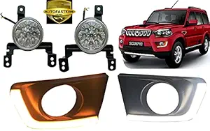 Autofasters Car Fog Light with DRL For Mahindra Scorpio Type-4 Make (2018, White)